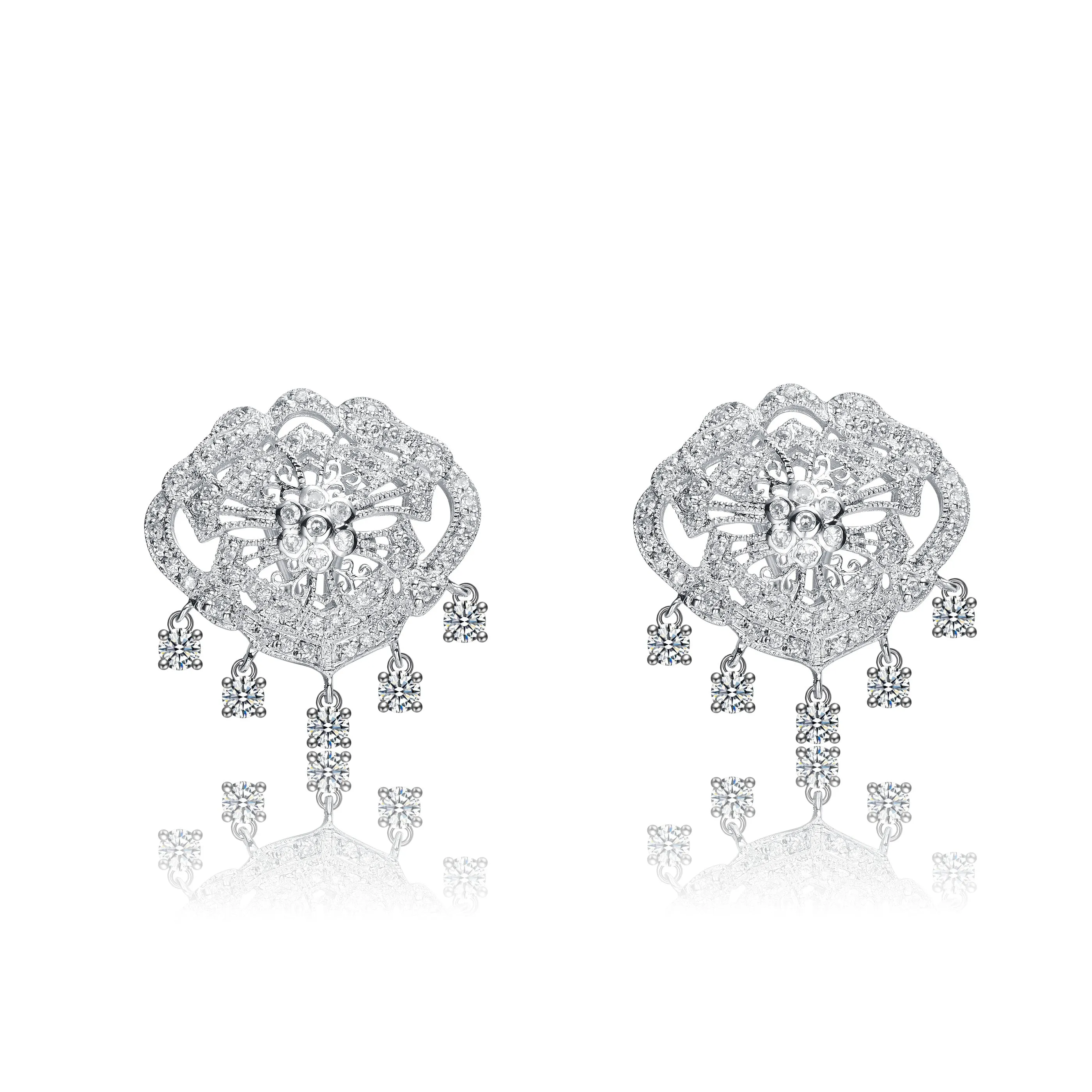 Sterling Silver Cubic Zirconia Mini Chandelier Earrings