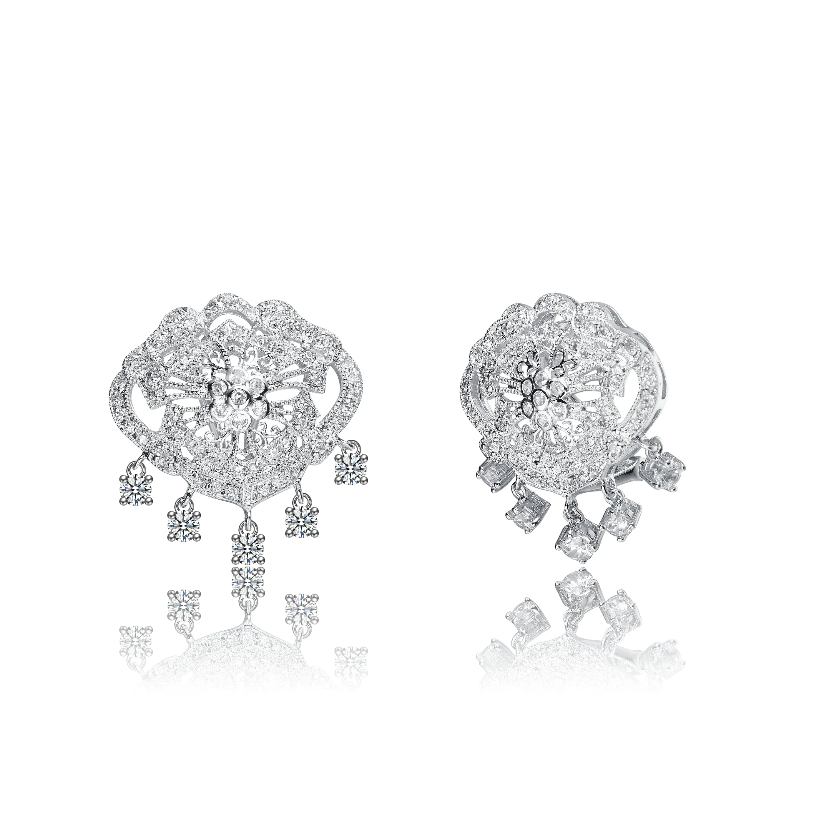 Sterling Silver Cubic Zirconia Mini Chandelier Earrings