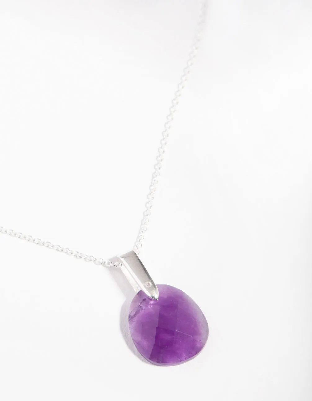 Sterling Silver Faceted Amethyst Pendant Necklace