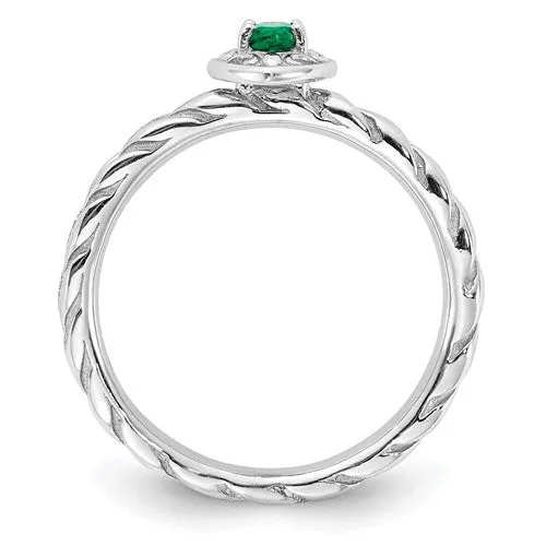 Sterling Silver Stackable Expressions Created Emerald Marquise Ring