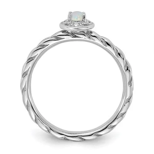 Sterling Silver Stackable Expressions Created Opal Marquise Ring