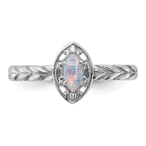 Sterling Silver Stackable Expressions Created Opal Marquise Ring