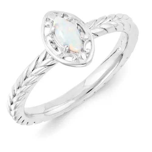 Sterling Silver Stackable Expressions Created Opal Marquise Ring