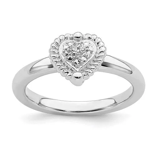 Sterling Silver Stackable Expressions Heart Diamond Ring