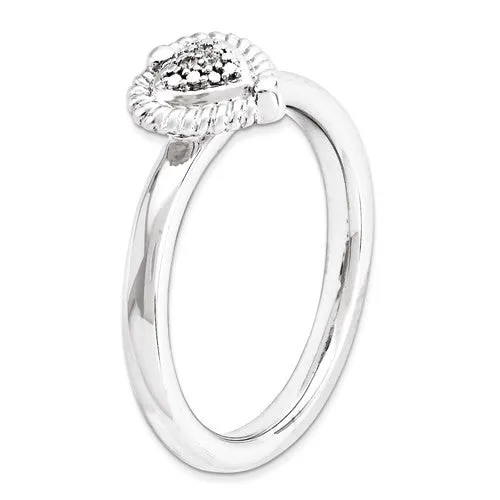 Sterling Silver Stackable Expressions Heart Diamond Ring