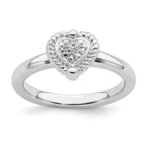 Sterling Silver Stackable Expressions Heart Diamond Ring