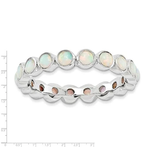 Sterling Silver Stackable Expressions Round Created Opal Eternity Ring