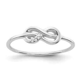 Sterling Silver White Ice Infinity Knot Diamond Ring