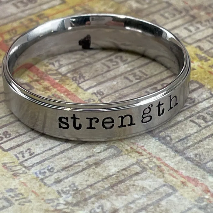 Strength Hand Stamped Band Ring