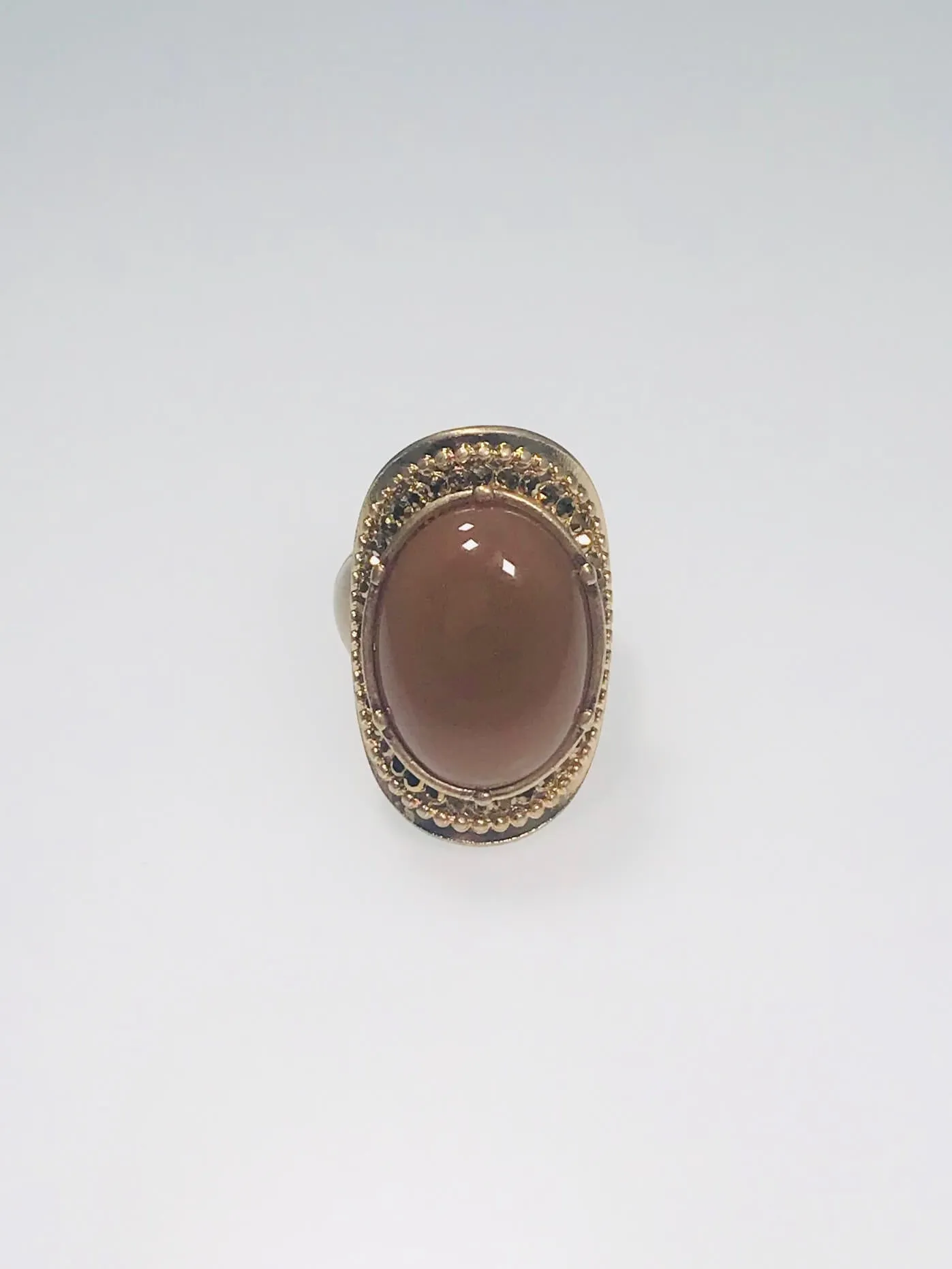 Stretch Ethnic Ring With Brown Stone