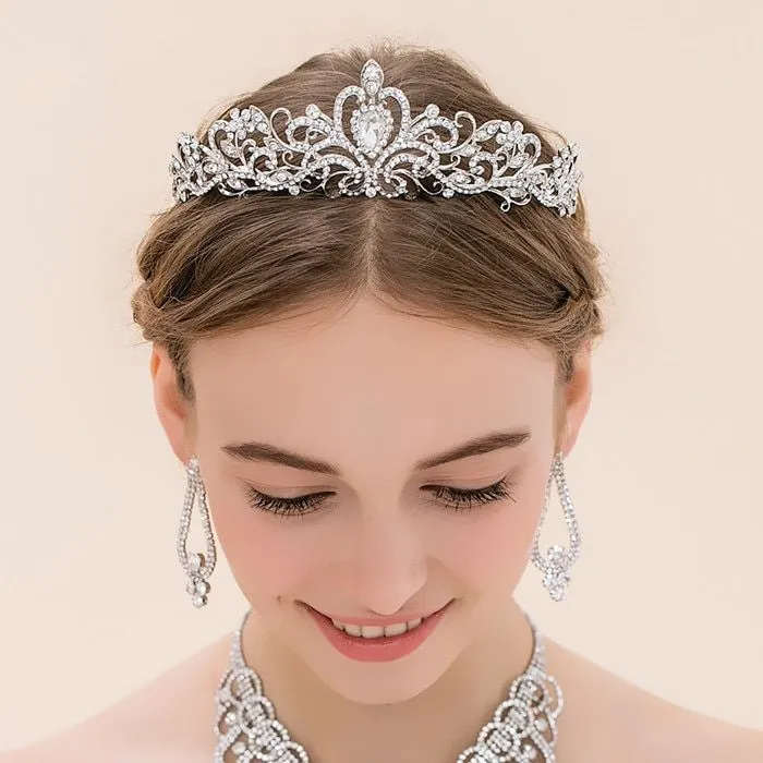 Stunning Royal Zircon Crystal Bridal Tiara Headpiece