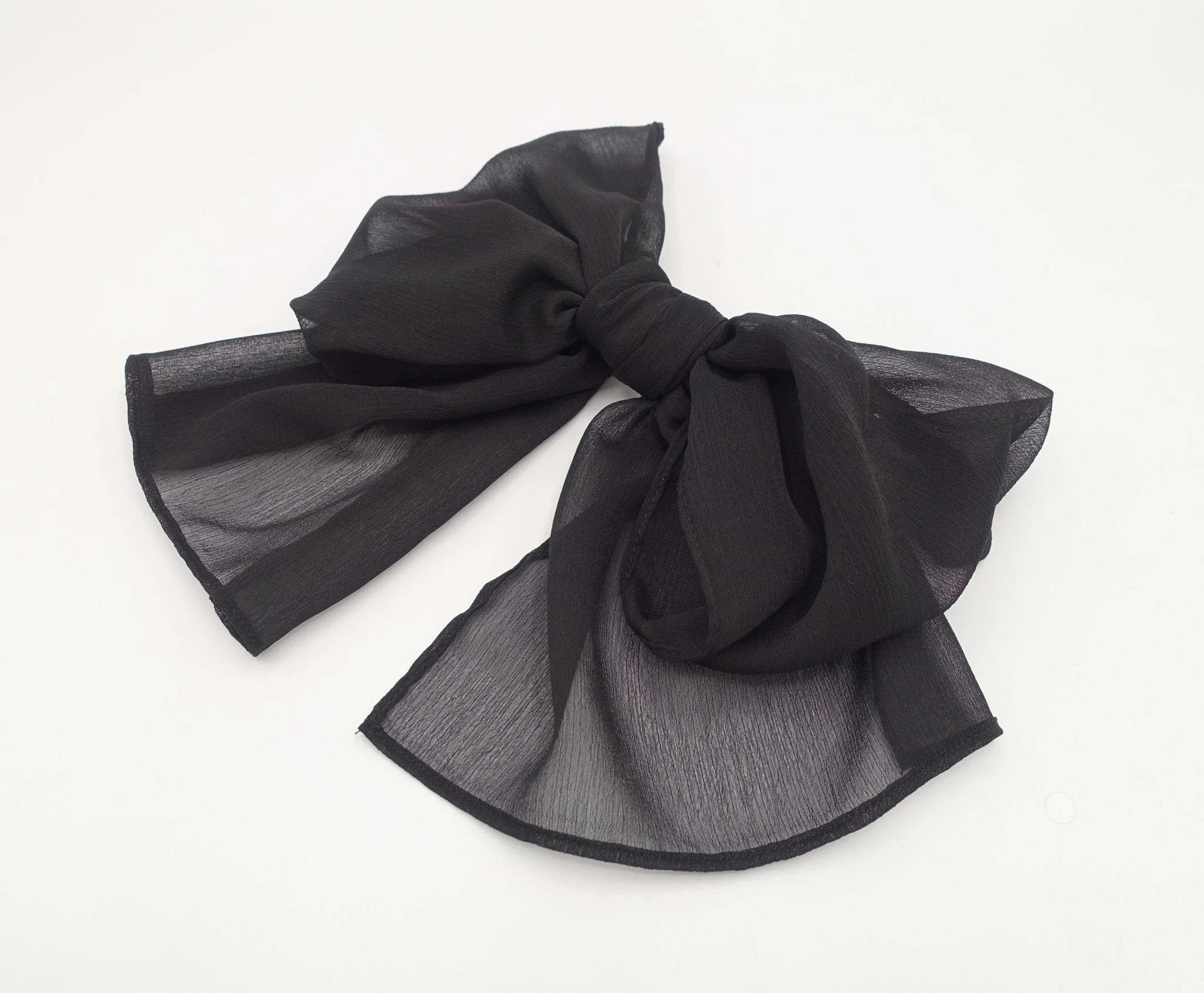 Summer hair bow rolled hem chiffon hair bow barrette accessory for women