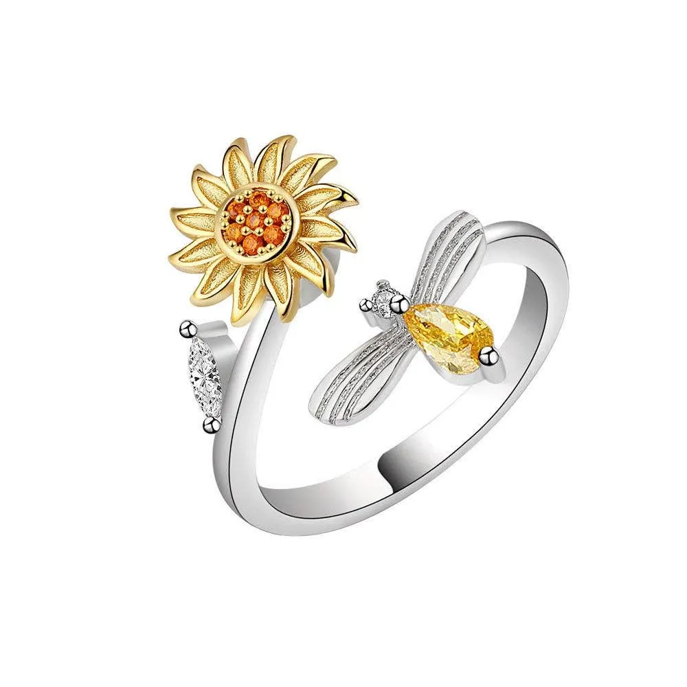 Sunflower Fidget Spinner Ring