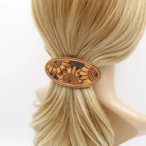 Sunflower hair barrette, leather hair barrette, handmade hair accessory for women