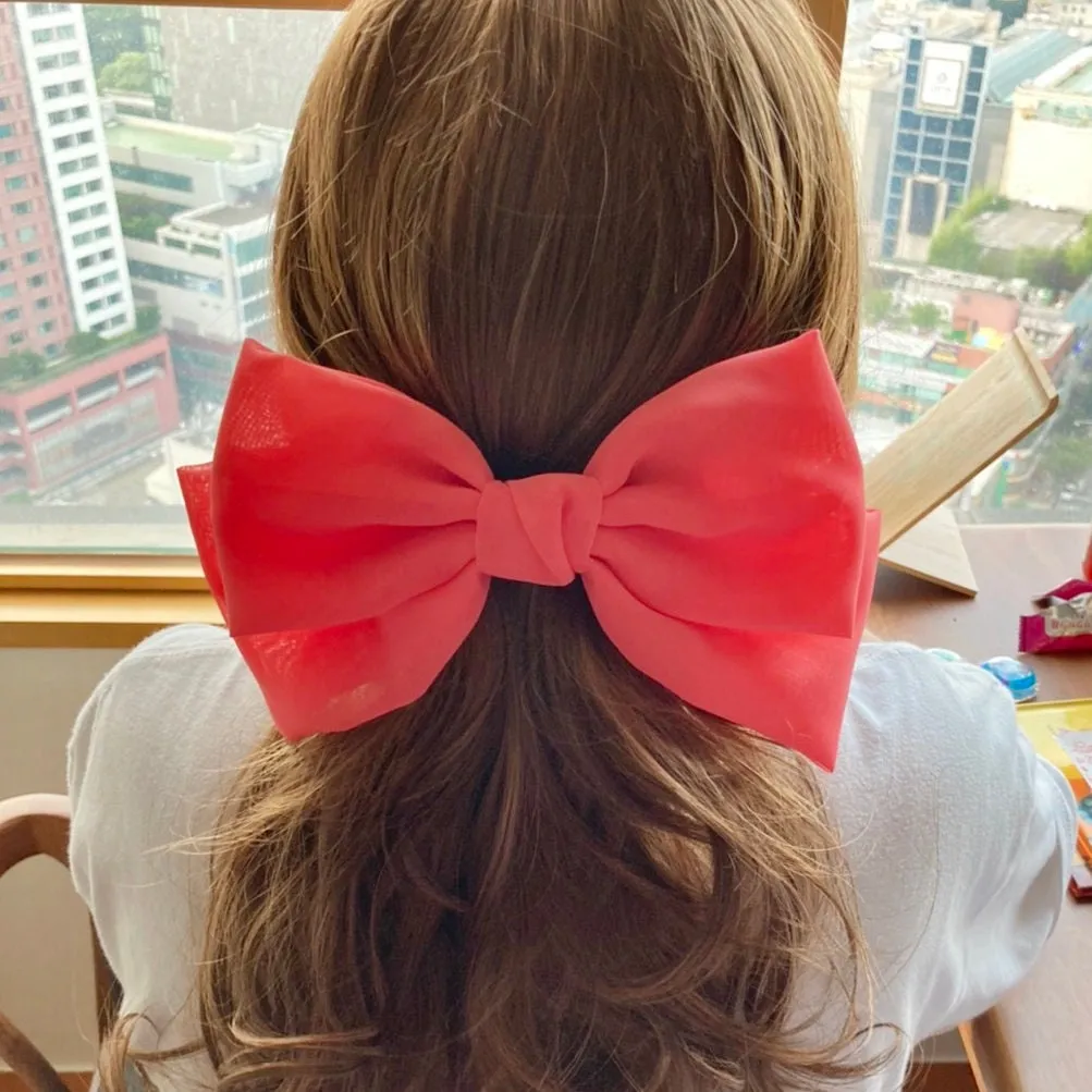 Texas chiffon bow french hair barrette big hair bow for Women