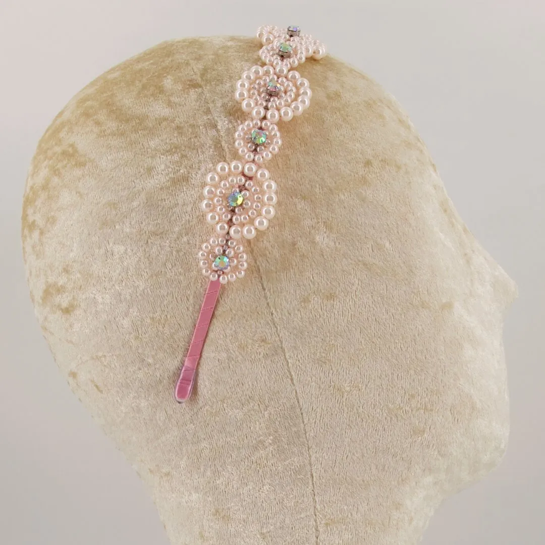 The Agatha Pink Pearl Girls Headband