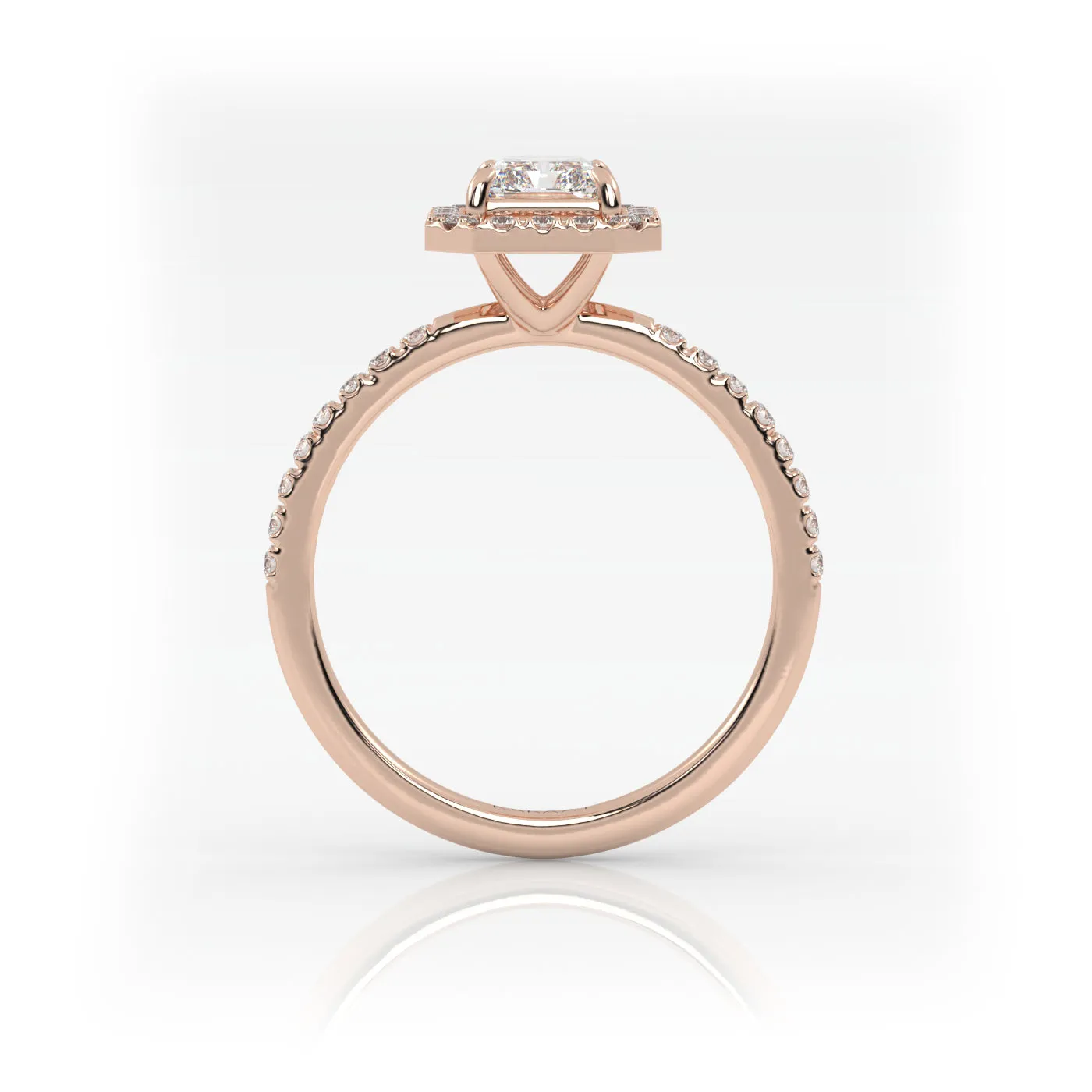 The Radiant Solitaire with Pavé band and Halo