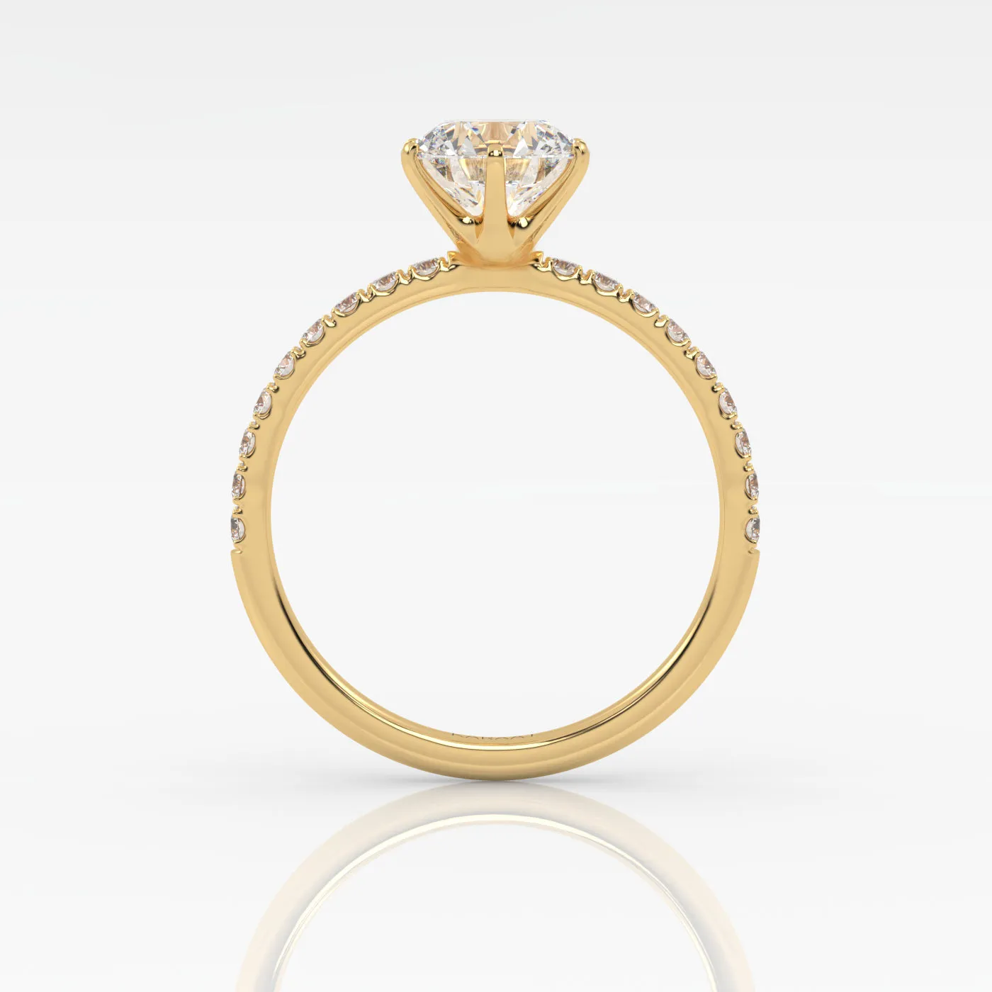 The Round Six Prong Solitaire with Pavé band