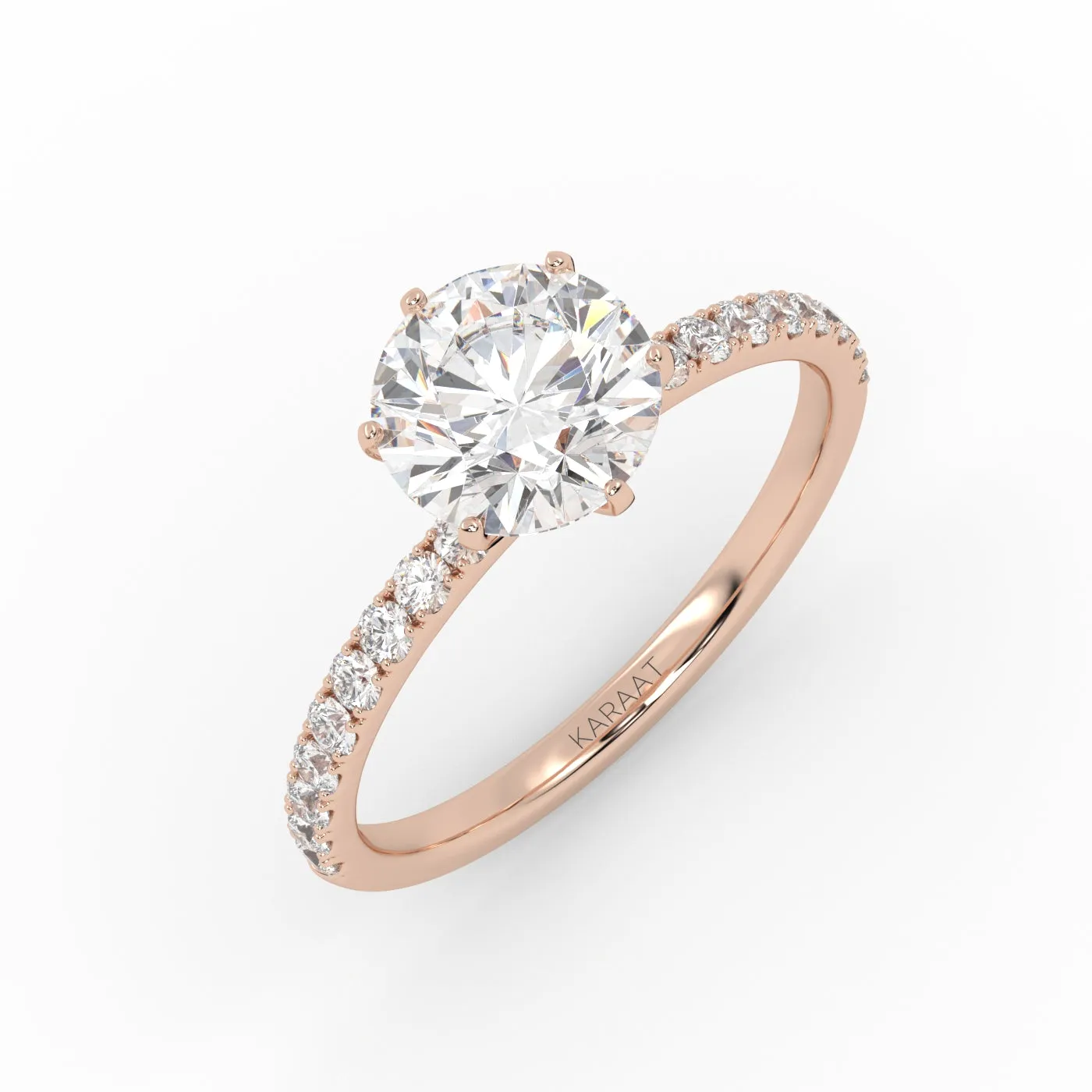 The Round Six Prong Solitaire with Pavé band