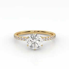 The Round Six Prong Solitaire with Pavé band