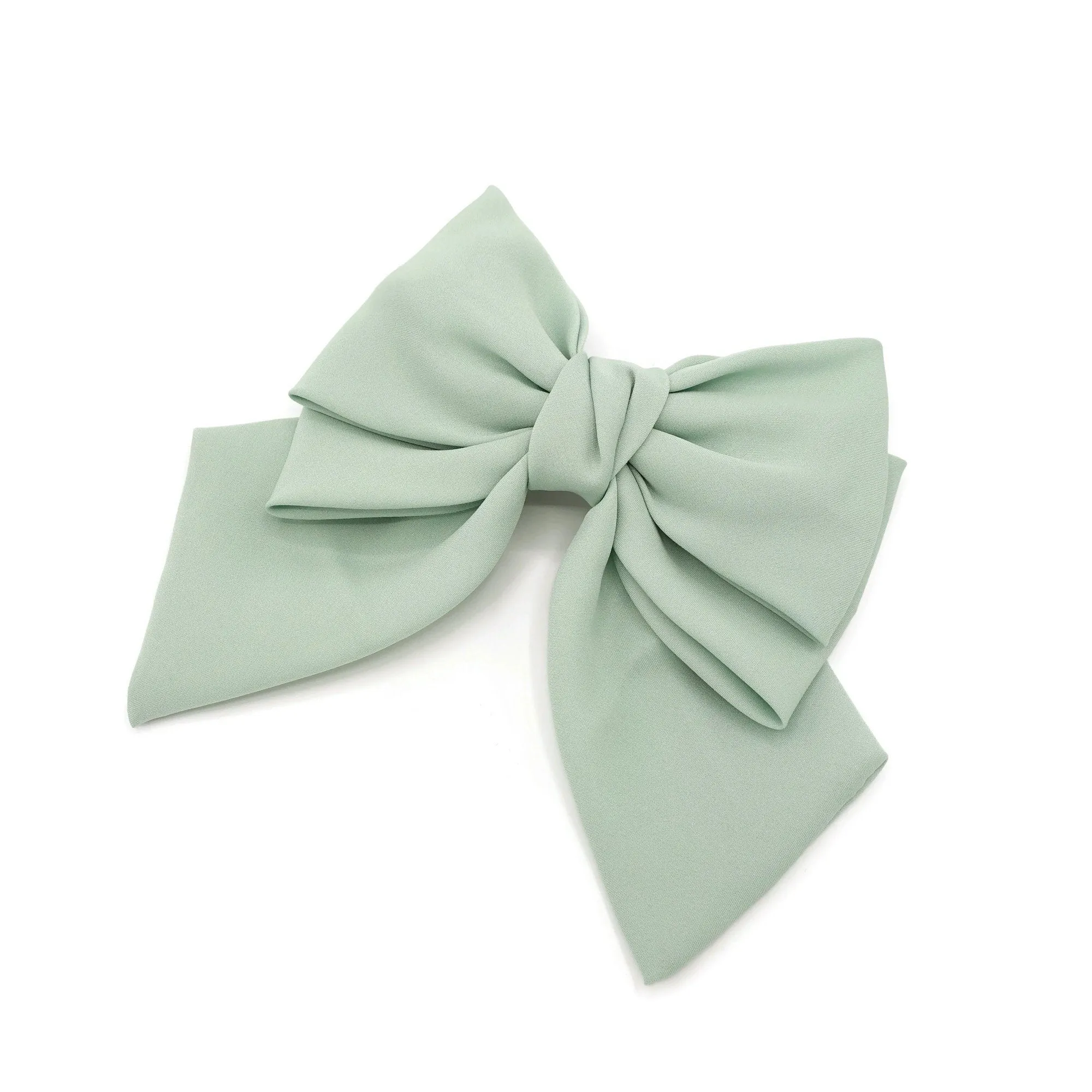 thick double layered tail hair bow chiffon hair barrette for women