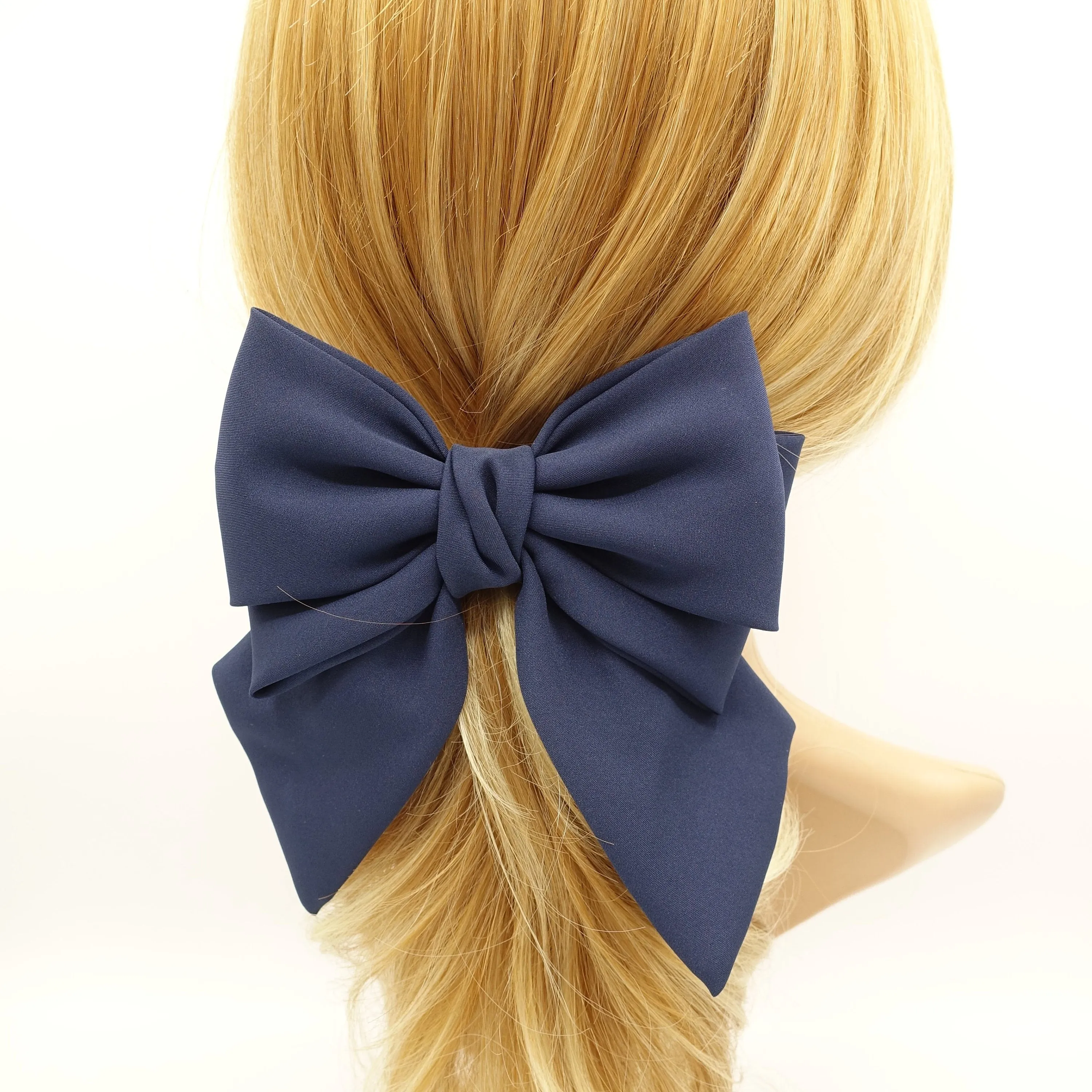 thick double layered tail hair bow chiffon hair barrette for women