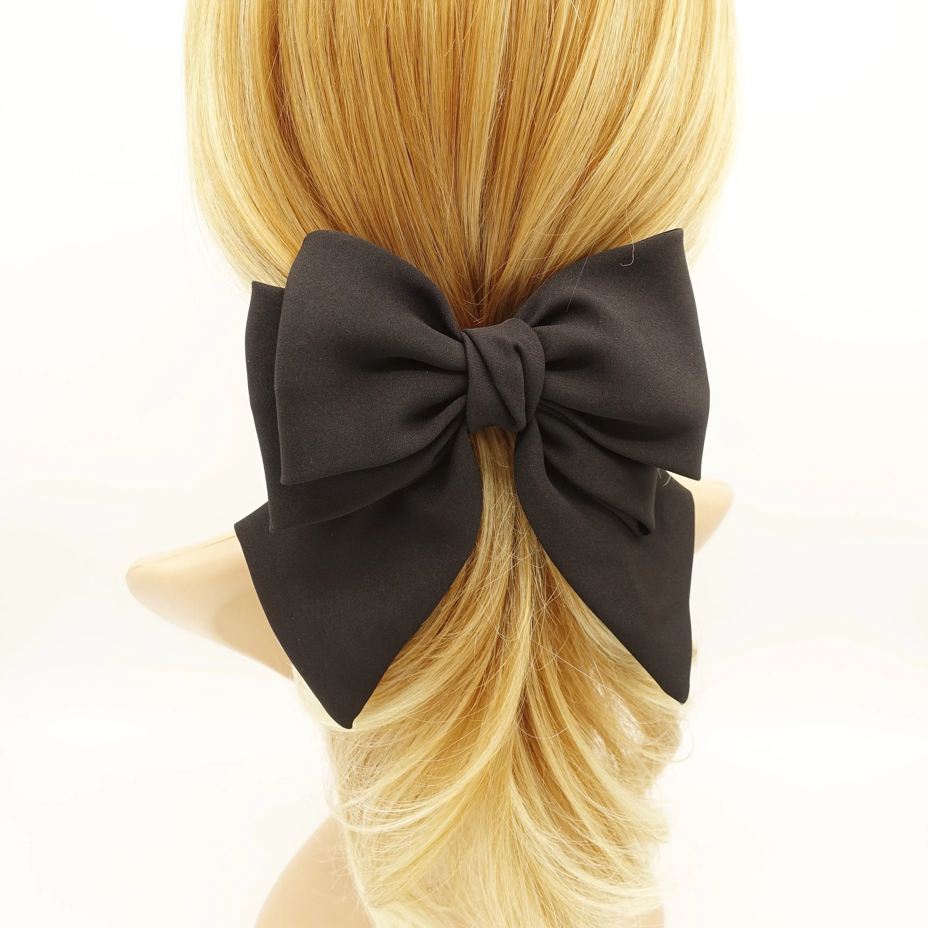 thick double layered tail hair bow chiffon hair barrette for women