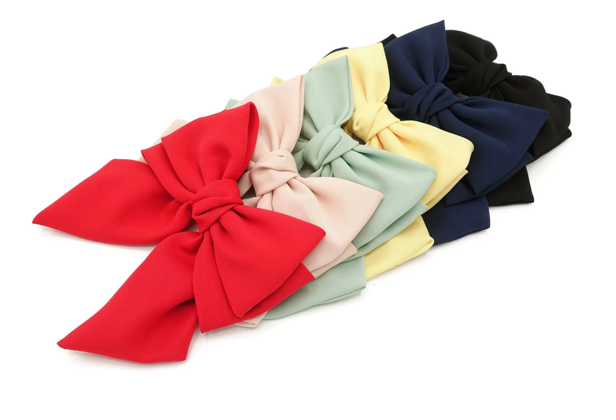 thick double layered tail hair bow chiffon hair barrette for women