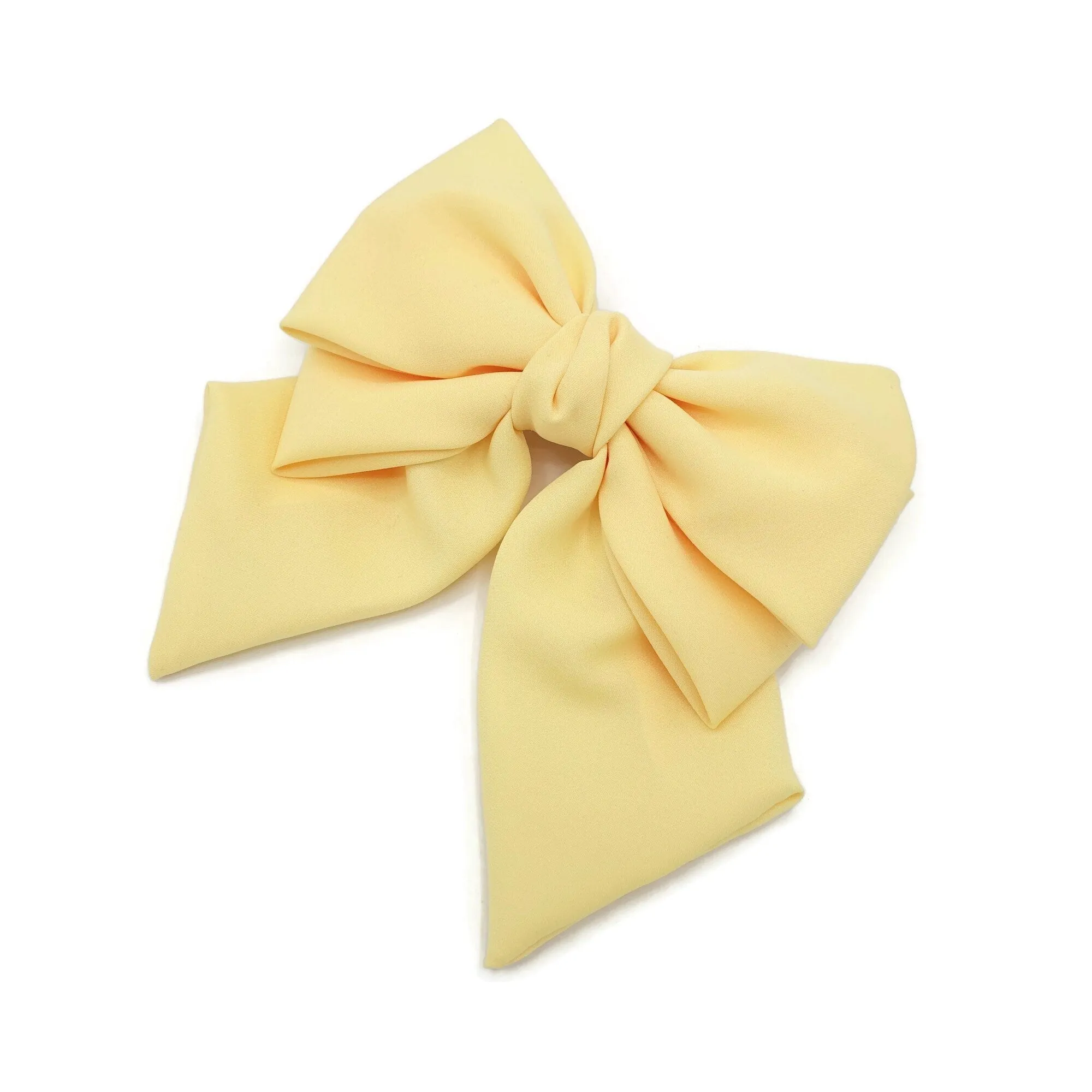 thick double layered tail hair bow chiffon hair barrette for women