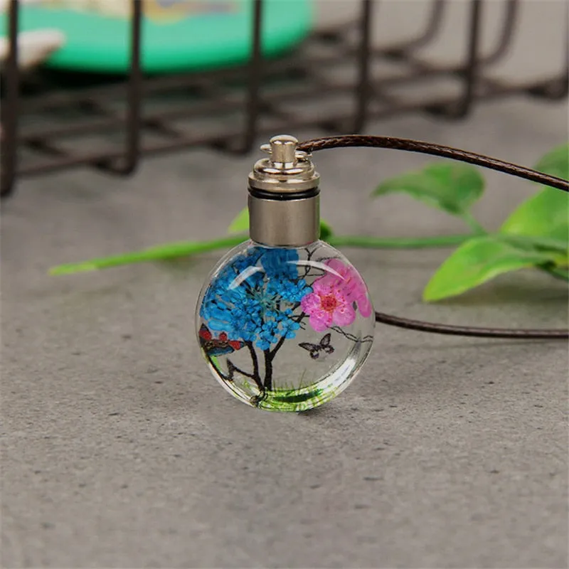 Tree Of Life Glass Ball Rope Chain Pendant