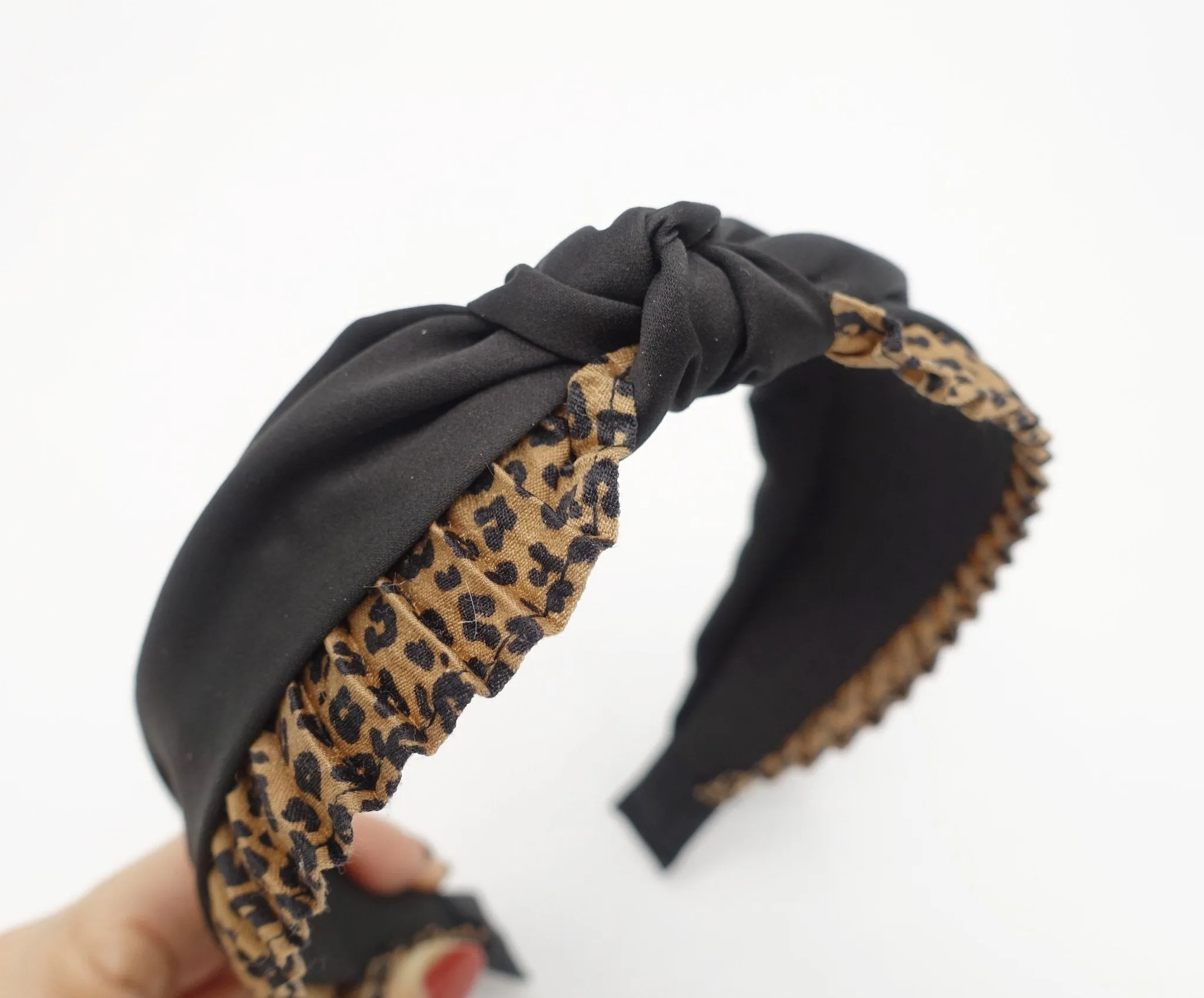 trim decorated satin knot headband for women