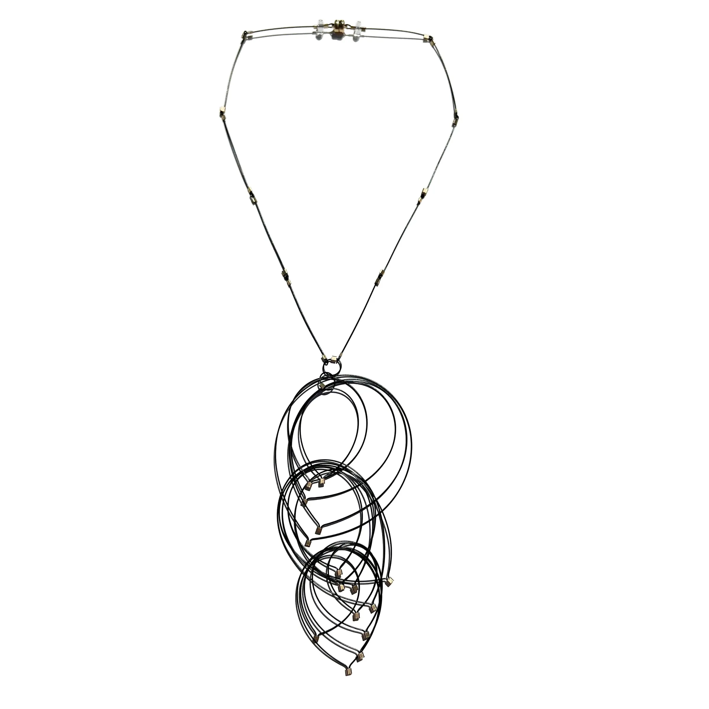 Triple Feather Teardrop Pendant Necklace