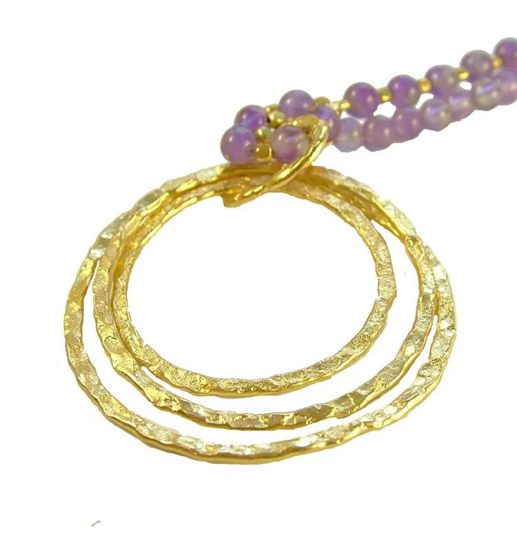 Triple Hoop Amethyst Necklace