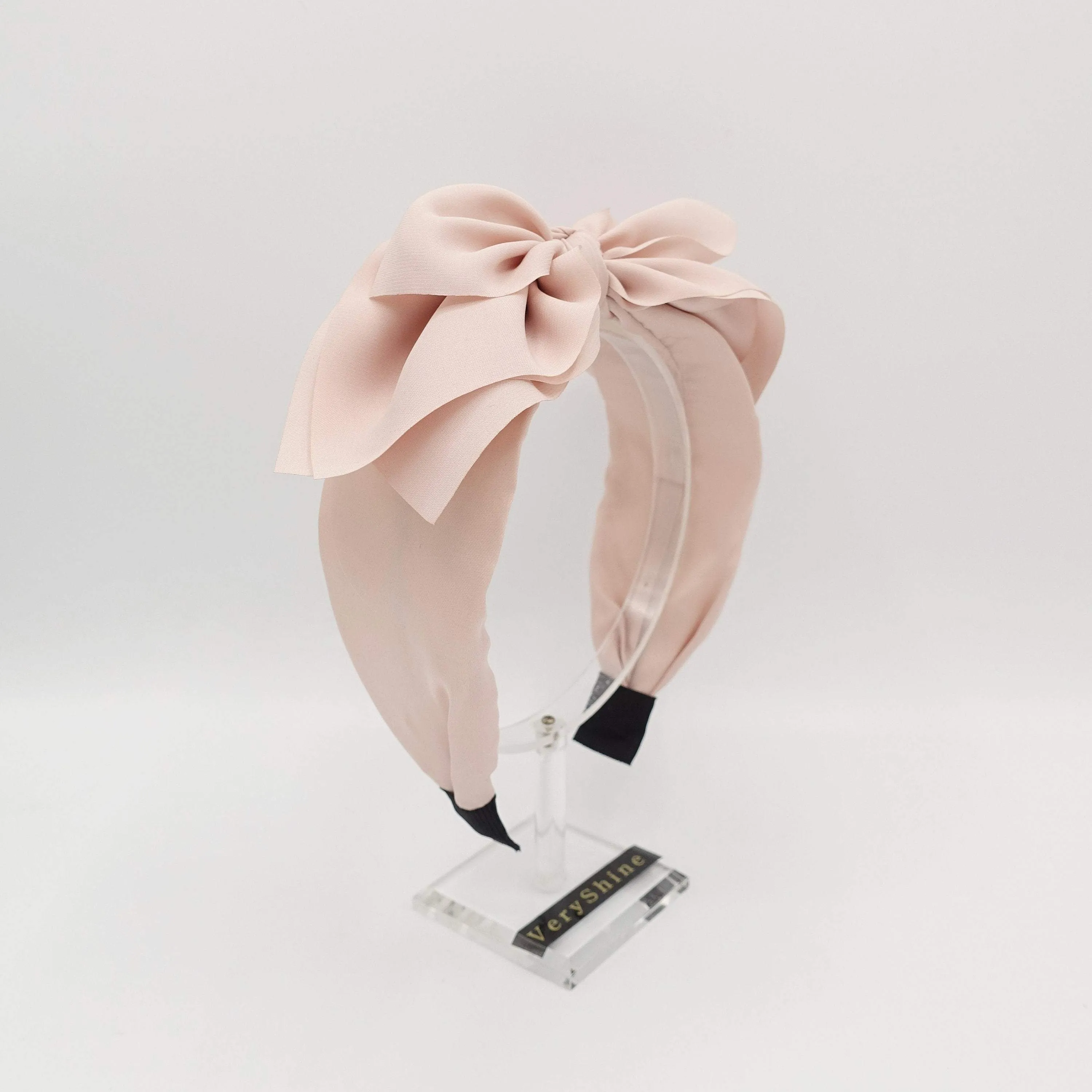 triple layered bow knot headband chiffon solid hairband for women