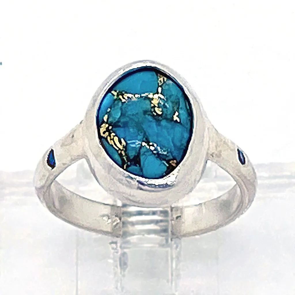 Turquoise & Blue Sapphire Ring (size 6 1/2)