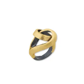 Twist Ring in 24K Fusion Gold & Oxidized Silver