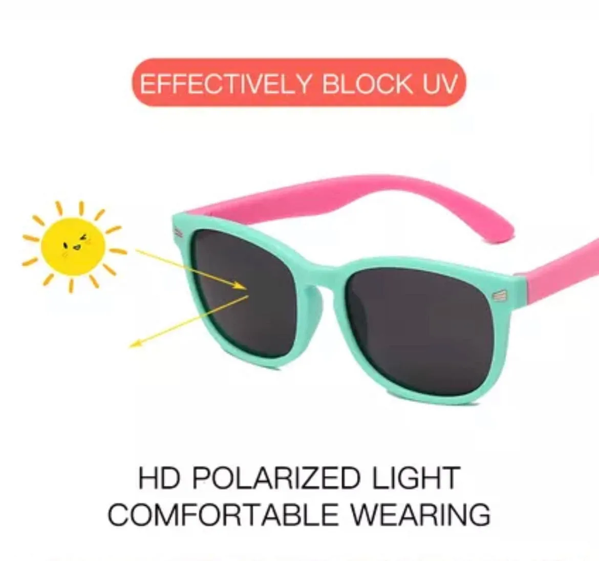 Ultra Flexible Polarised Sunglasses - Pink / Mint Frame with Mirror Lens