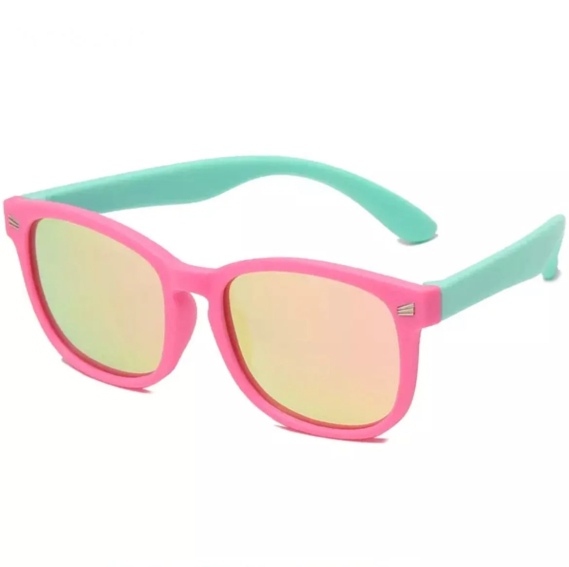 Ultra Flexible Polarised Sunglasses - Pink / Mint Frame with Mirror Lens