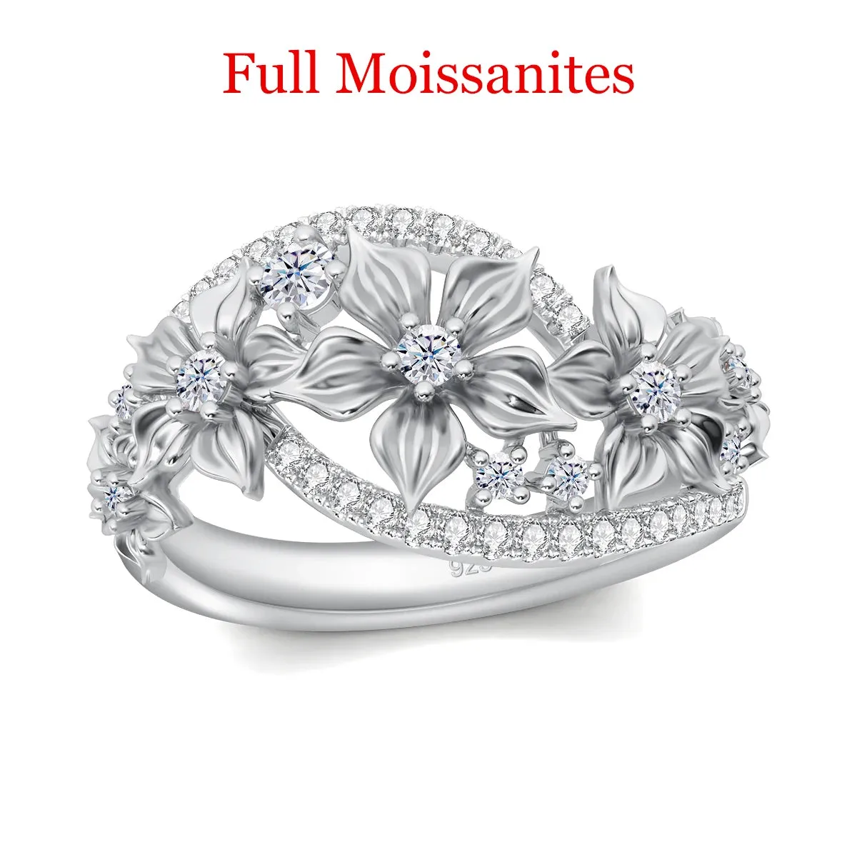 Unique Trending Flower Moissanite Ring With Certificate Luxury Wedding Band For Women Enagement Party Jewelry Accessories Sale