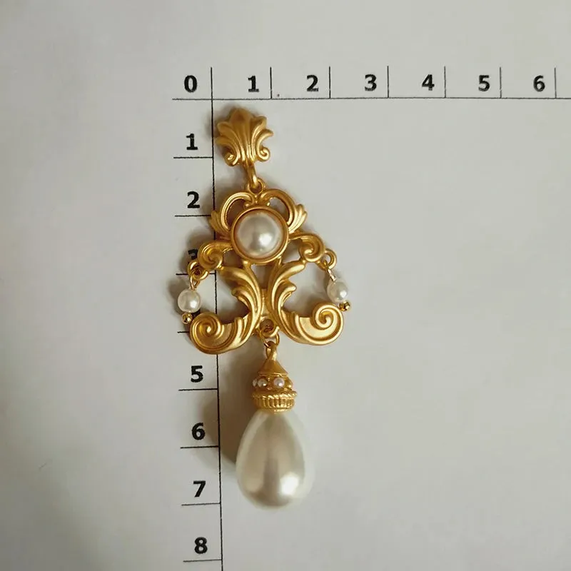 VAIGE Vintage Elegance Gold & Pearl Chandelier Earrings