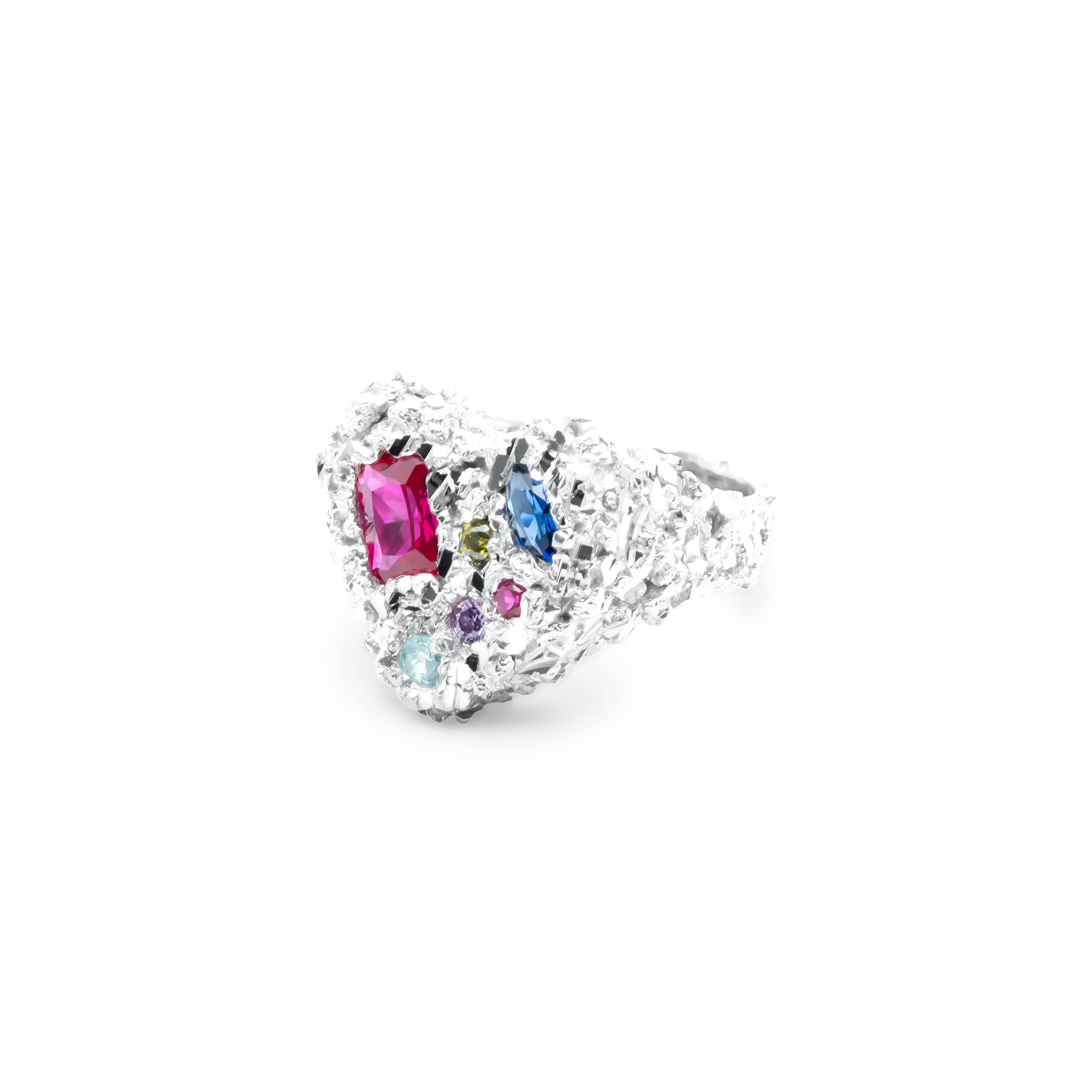 VC035 Multi Stone Heart Ring