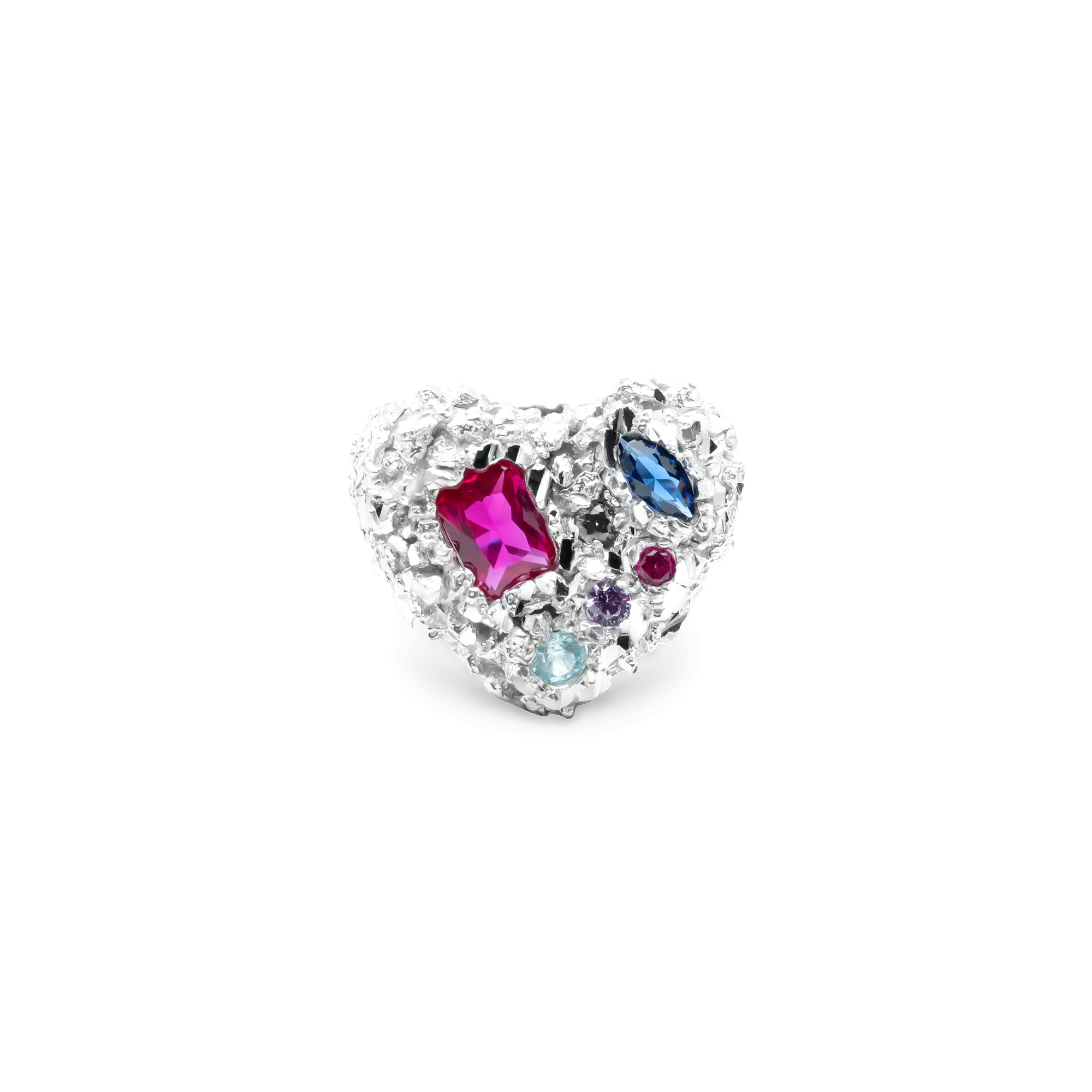 VC035 Multi Stone Heart Ring