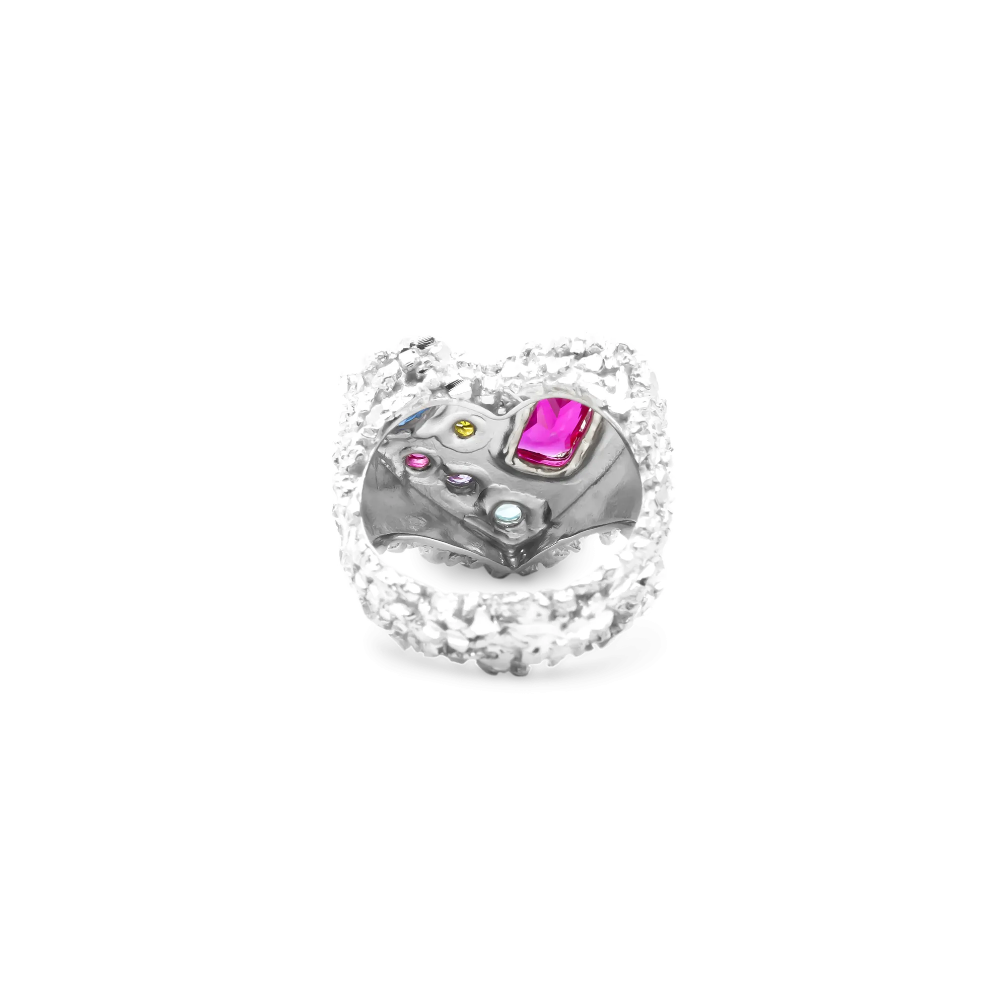 VC035 Multi Stone Heart Ring