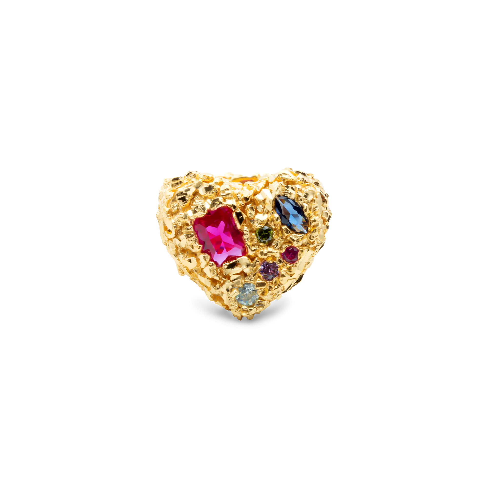 VC035 Multi Stone Heart Ring