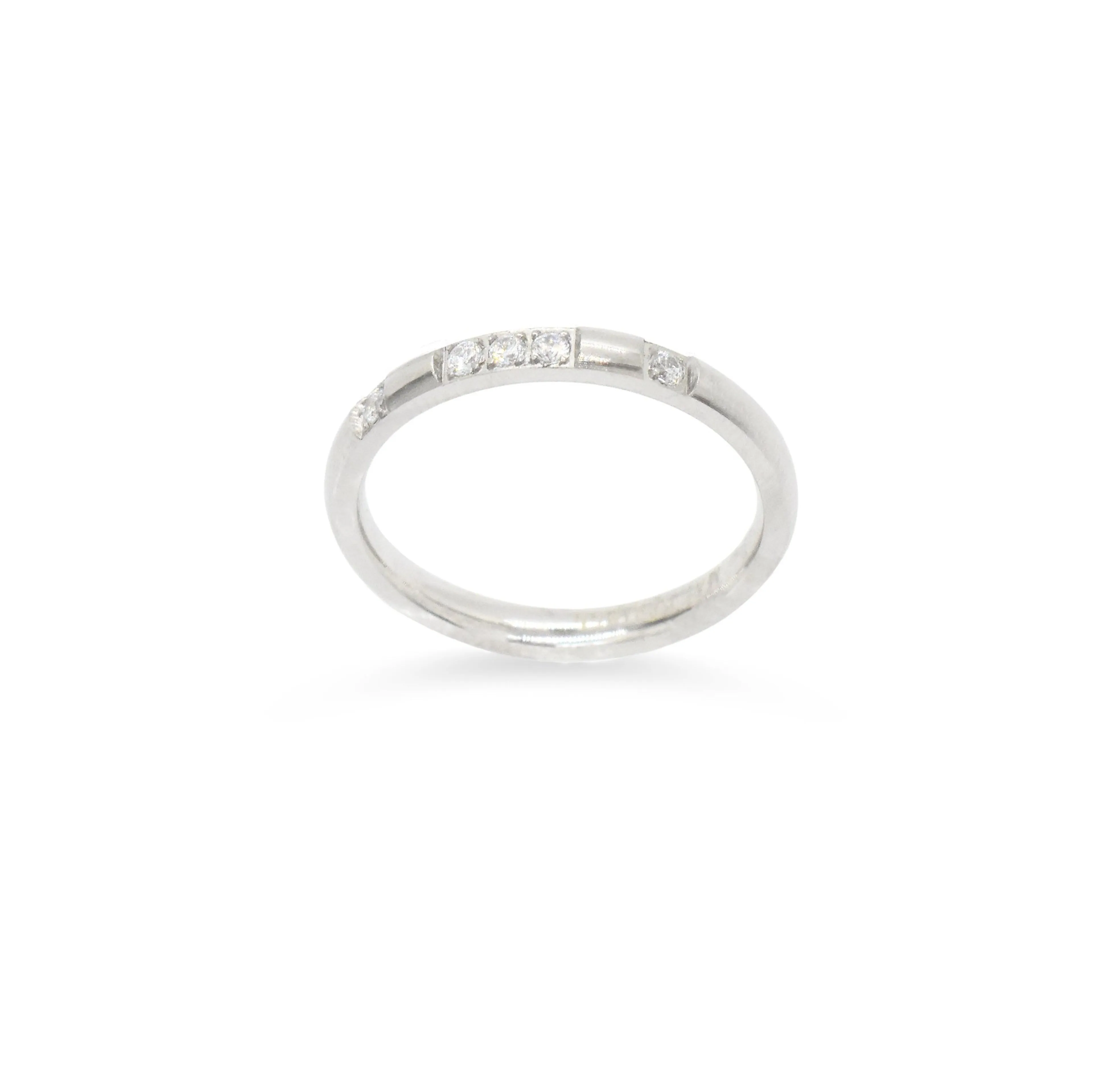 VEDA DAINTY SILVER CZ DIAMOND STACKABLE RING