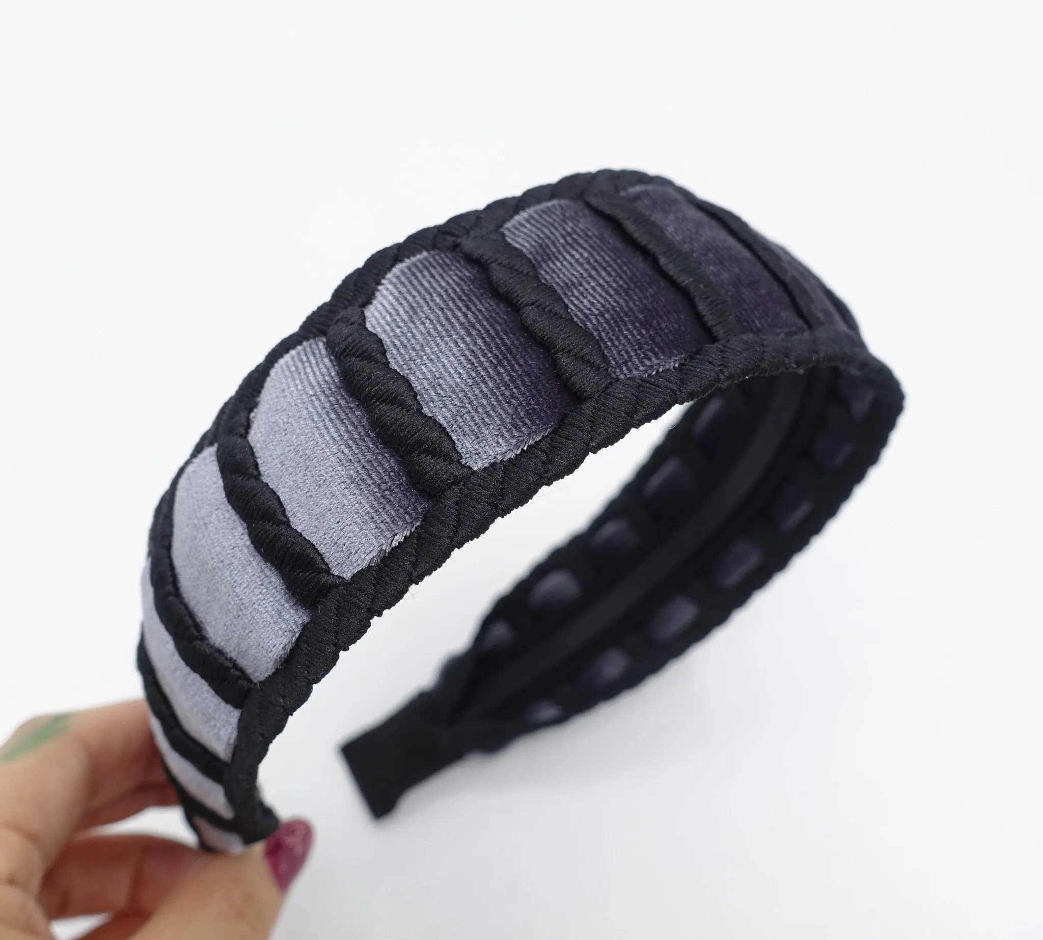 velvet headband rectangle frame embellished hairband unique Fall Winter hair accessory for women