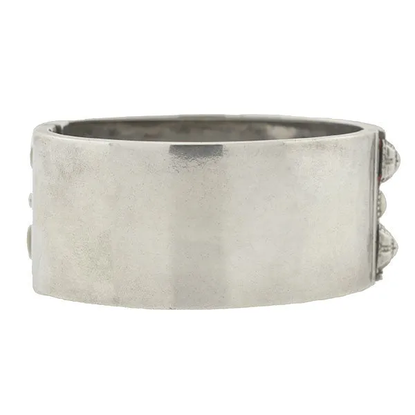 Victorian Sterling Pyramid Stud Wide Bangle Bracelet