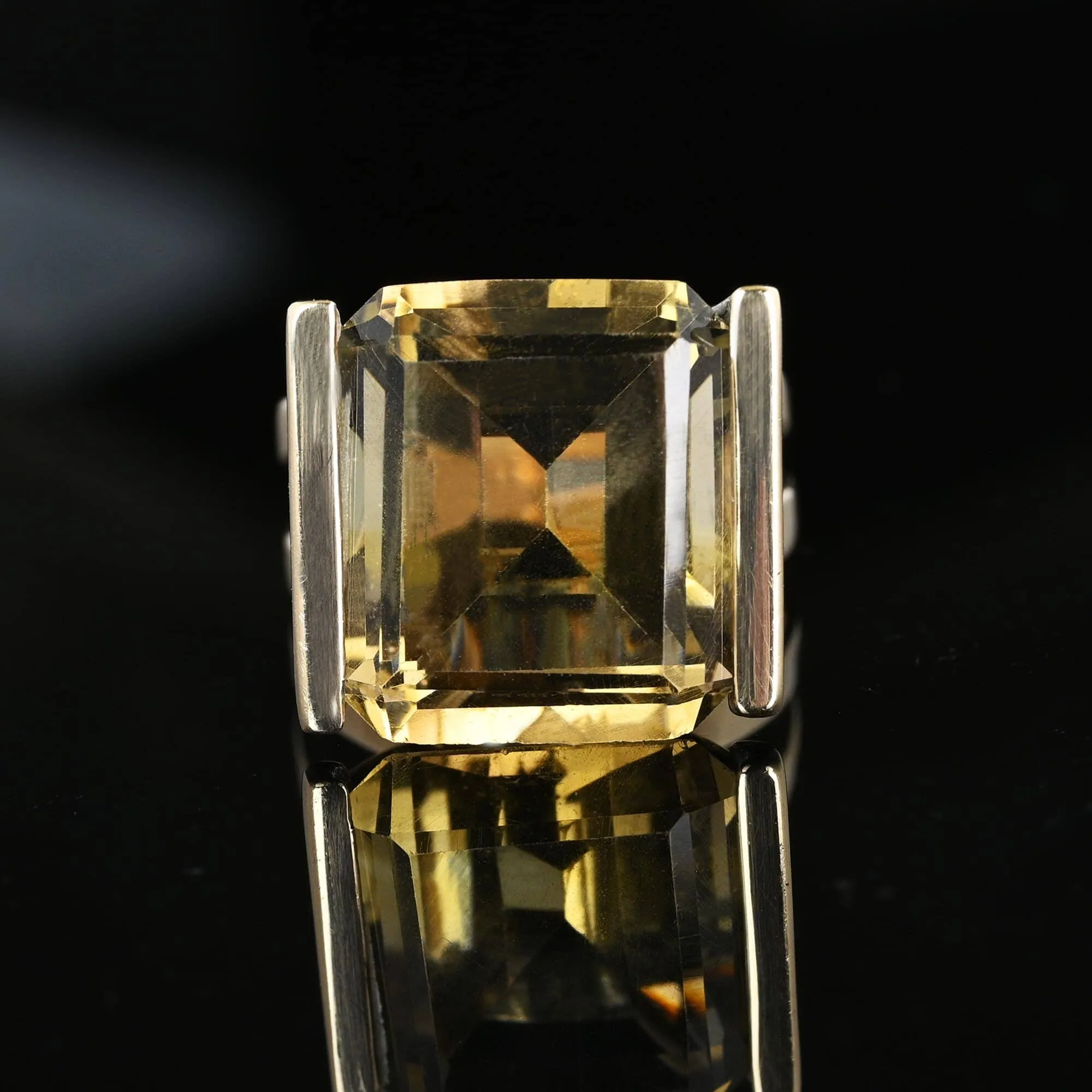 Vintage 14K Gold Step Cut 14.5 CTW Smoky Quartz Ring