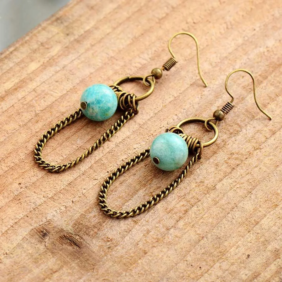 Vintage Amazonite Chandelier Drop Earrings