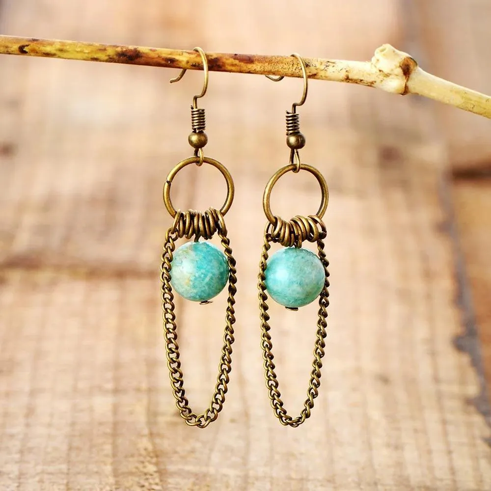 Vintage Amazonite Chandelier Drop Earrings